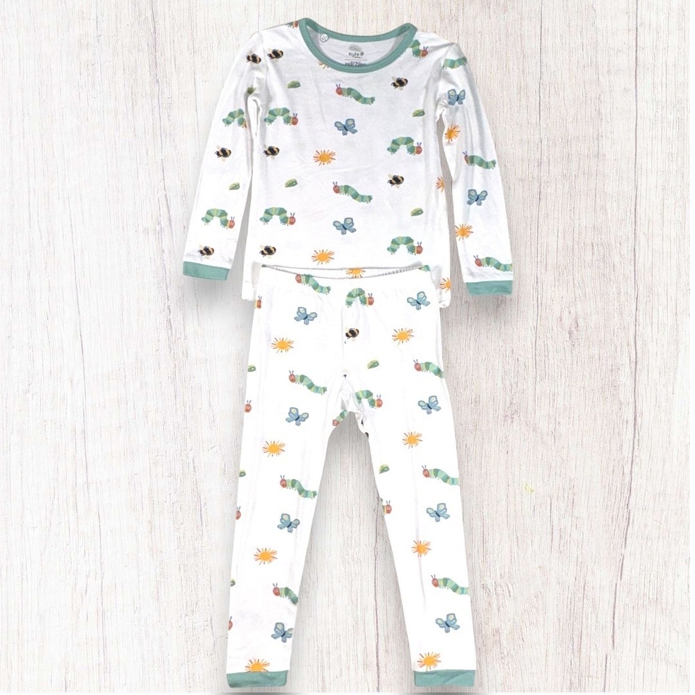 Kyte Baby Pajama Set Kids 2T White Hungry Caterpillar Bamboo Sleepwear Storybook